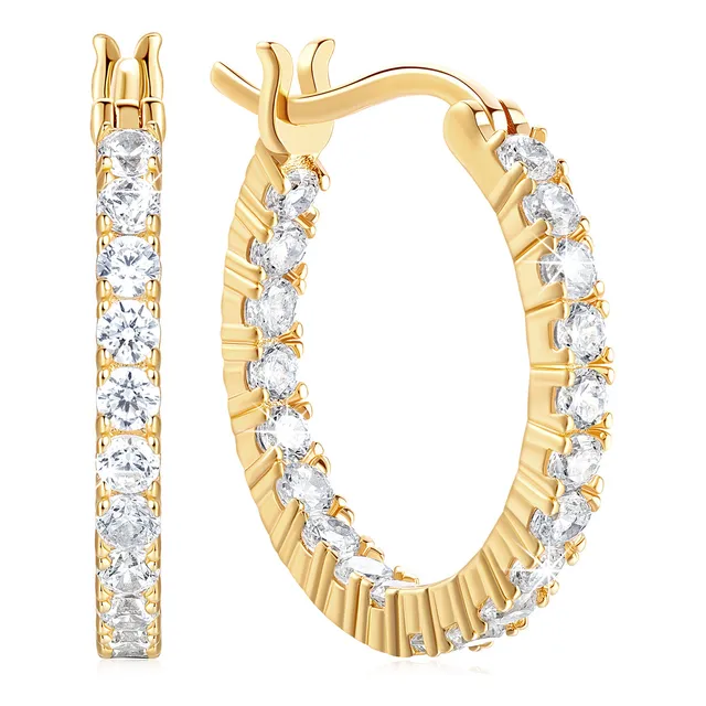 Aretes De Oro 14k Con Circonitas Huggies Aretes De Oro Mujer Joyeria Oro Regalos Para Dama