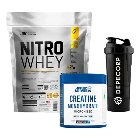 Pack Nitro Whey 5kg +creatina Applied Nutrition 250gr+shaker
