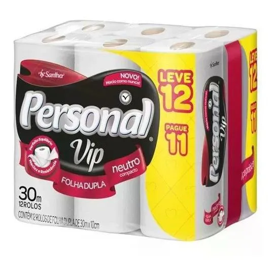 Papel Higiênico Folha Dupla Personal Vip Leve 12 Pague 11