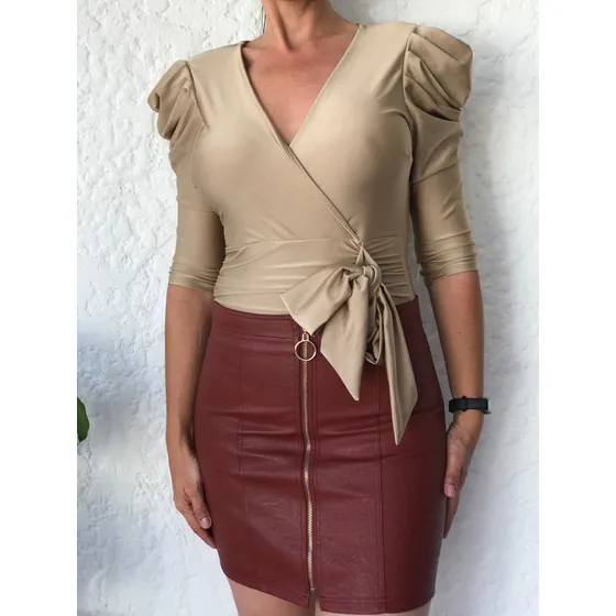 Blusas Dama Body Crop Top Marga Corta Larga Importado