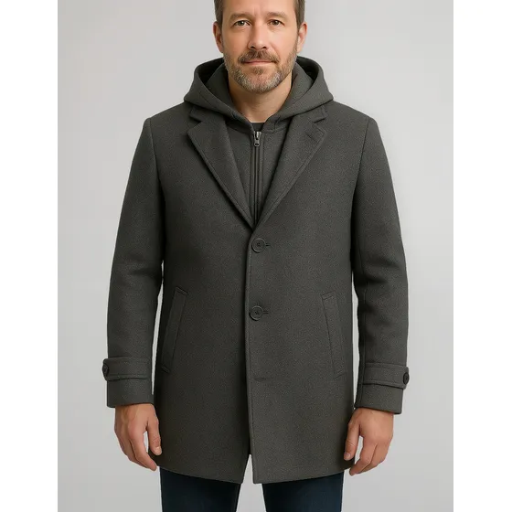 Saco Chaqueta Gaban Paño Con Frente Y Capucha Desmontable