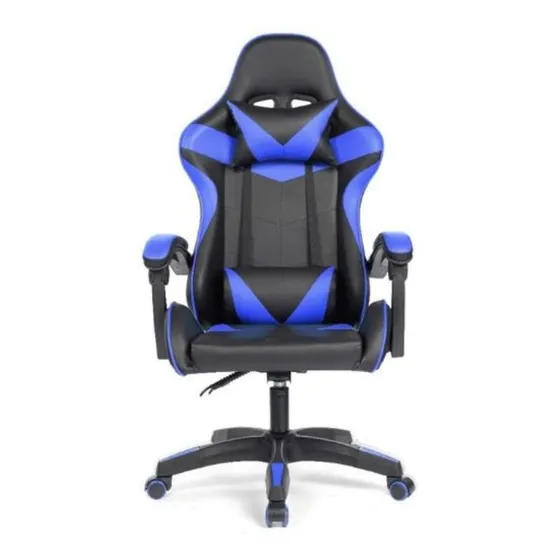 Cadeira de escritório Prizi PZ1005 gamer ergonômica azul com estofado de couro sintético