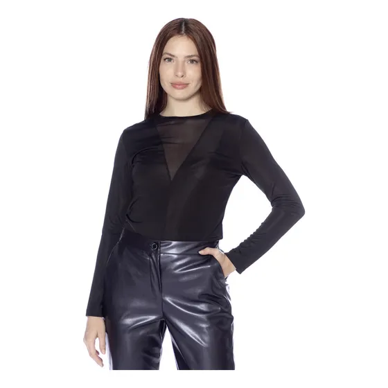 Remera Nochera Combinada Con Tul Luana Mujer Asterisco