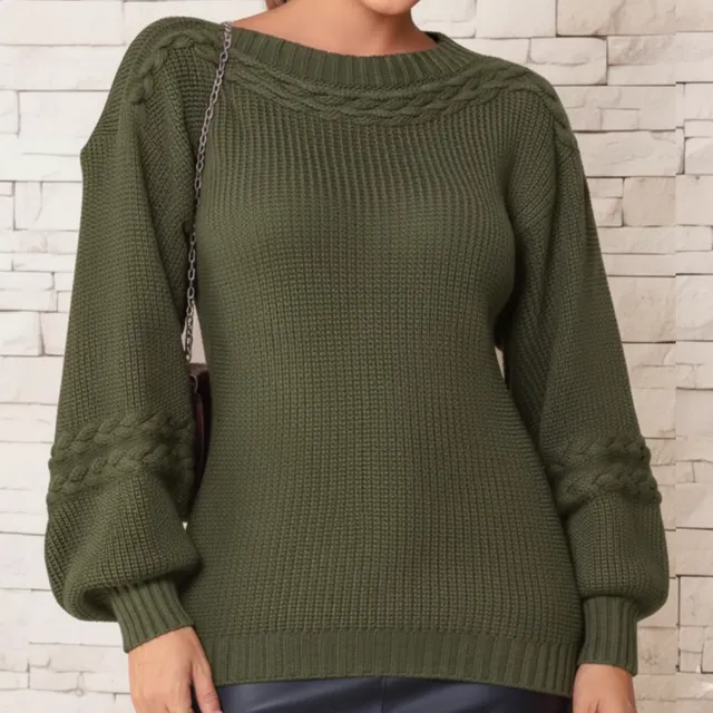 Blusa Feminina De Tricot Detalhe Texturizado Manga Longa Verde