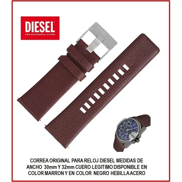 Correa Reloj Diesel Cuero Genuina Original 26 28 30 Y 32mm