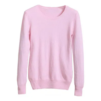 Jersey De Cachemir Ajustado, Talla Grande, Color Liso, Cuell