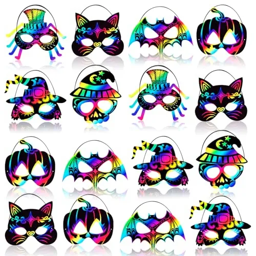 48pcs Máscaras Arcoíris De Raspadura De Halloween, Ki...