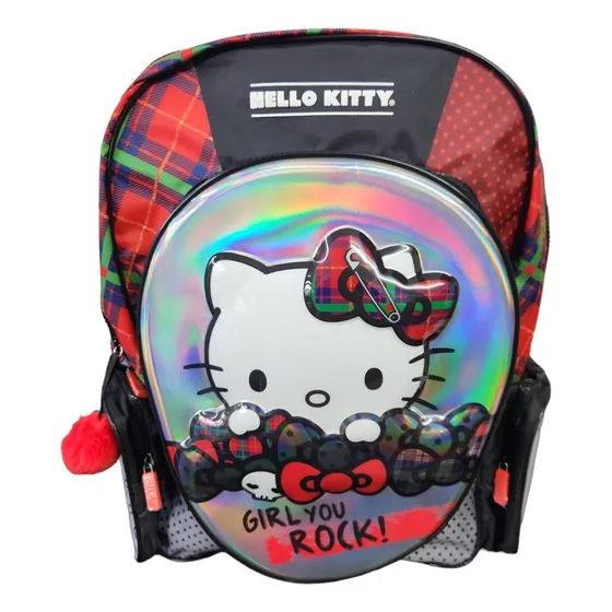 Mochila escolar Wabro Hello Kitty Rock Espalda 17" color negro 17L