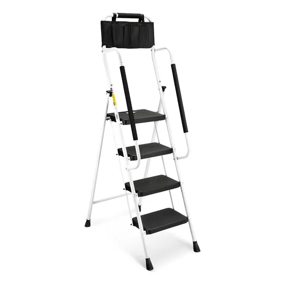 Escalera De 4 Escalones Con Pasamanos, Taburete Plegable De 