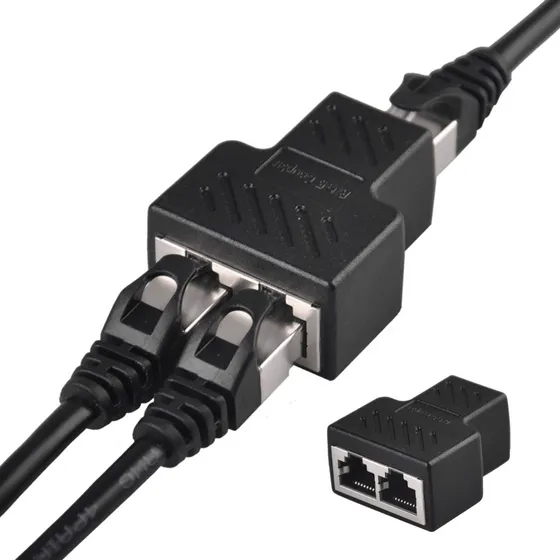 Kit 2x Adaptador Duplicador RJ45 Splitter Rede CAT 5 CAT 6 LAN Ethernet Conexão Cabo Internet Computador Roteador Switch