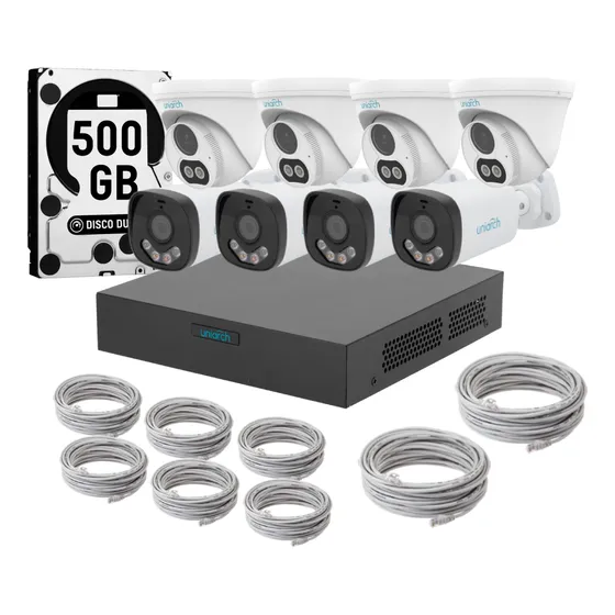 Kit 8 Camaras Uniarch Dual Light Audio Poe 3mp Dd 500gb