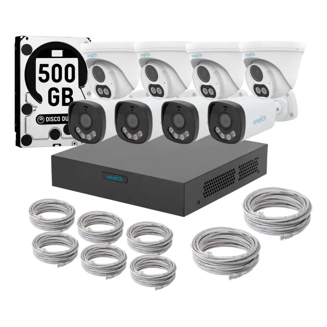 Kit 8 Camaras Uniarch Dual Light Audio Poe 3mp Dd 500gb