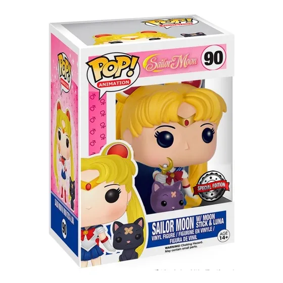 Figura de acción Sailor Moon with Moon Stick & Luna pop de Funko Pop! Animation