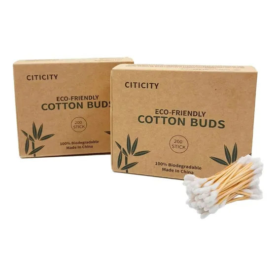 400 Hisopos De Algodón Orgánico - Cotonetes De Bambú 2 Pack