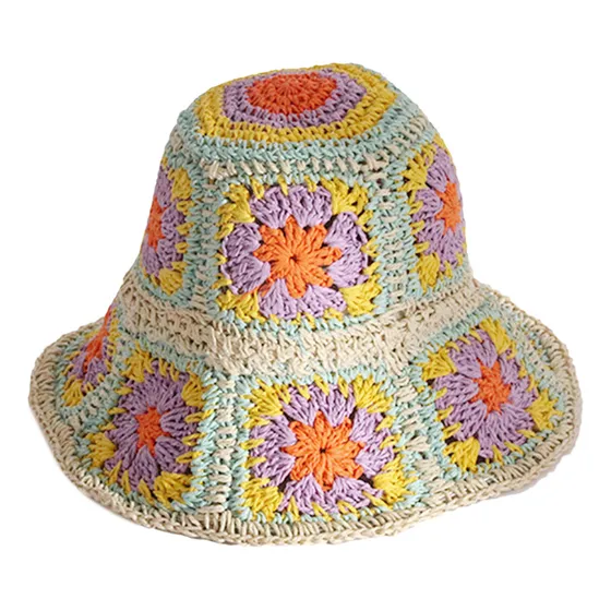 (pl) Gorro De Punto Bohemio Con Ala Hueca Y Crochet