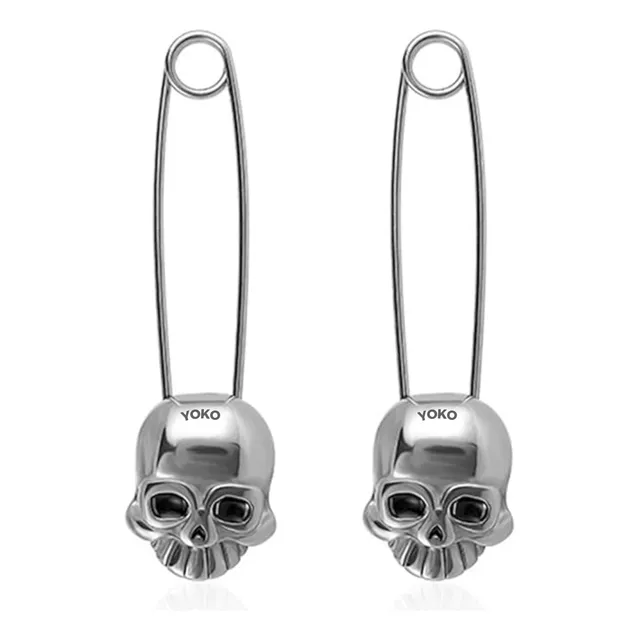 Aretes Par Craneo Gancho Clip Pendientes Candonga Acero