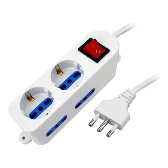 Alargue Zapatilla 2 Schuko 4 Modular 5 Mts - Electroimporta