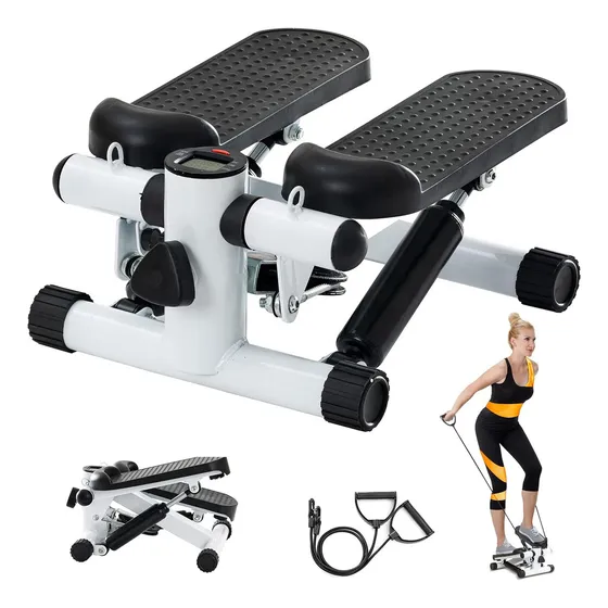 Mini Maquina Escaladora Ejercicios Stepper Bandas Elásticas Color Blanco