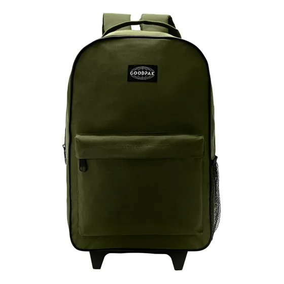 Mochila Carro Goodpak Infantil Escolar Lisa Verde Reforzada Color Verde Musgo