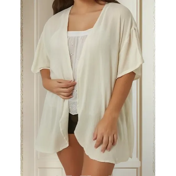 Kimono Chaqueta Bambula Fiesta Talles Grandes Blanco O Negro