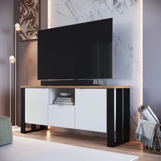 Rack Modular P/tv 50' C/puertas Y Nicho Estilo Industrial