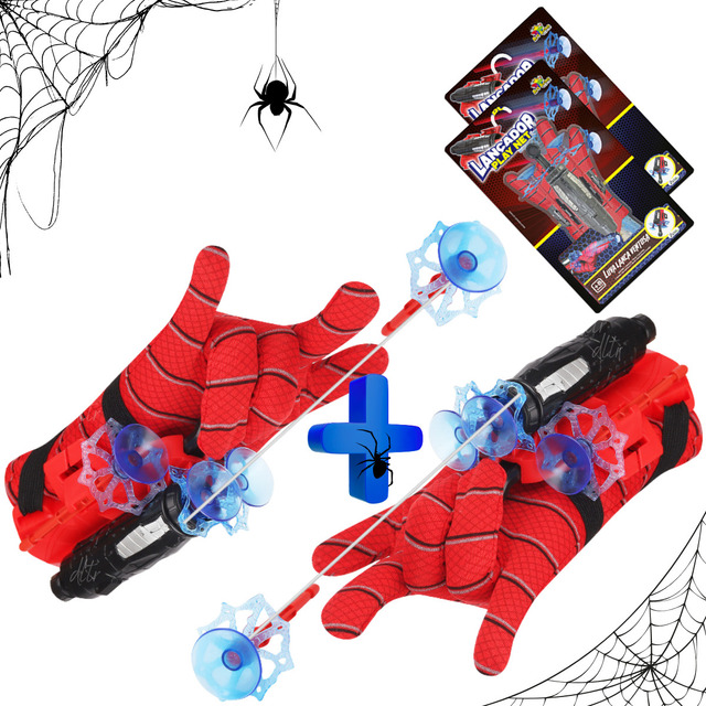 Kit 2 Luva Homem Aranha Lança Teia Spider Brinquedo Infantil Kit 2 Luva Homem Aranha Lança Teia Spider Brinquedo Infantil