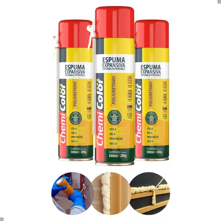 Kit 3 Espuma Expansiva Pu Multiuso Vedação Selante Isolante