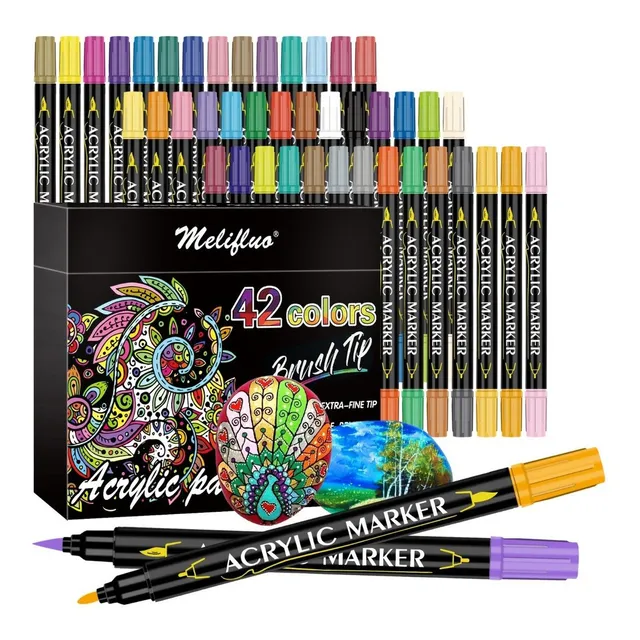 42 Plumones Punta Pincel Brush Pintura Acrílica Tipo Posca
