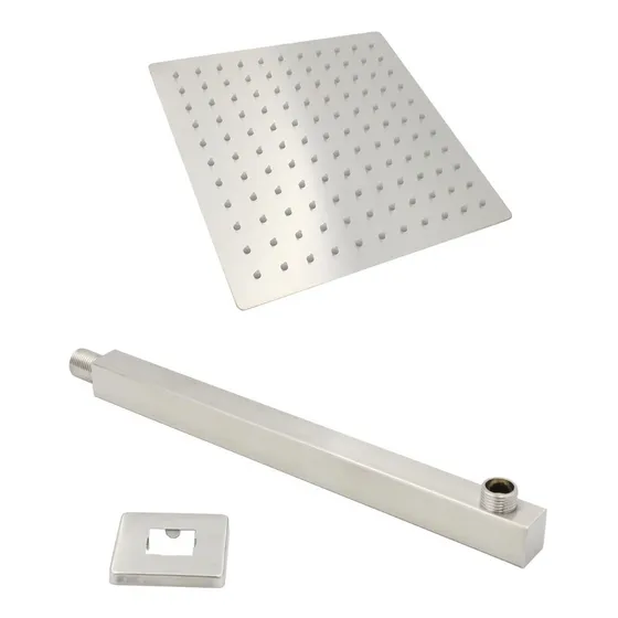 Regadera Cuadrada 15 Cm Con Brazo Cuadrado Satinada Lujo