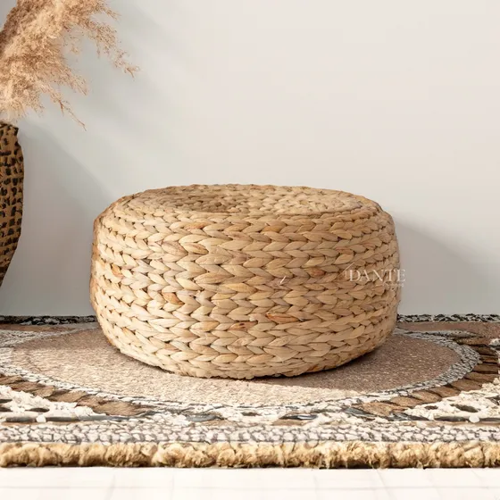 Puff Asiento Otomana Banco Tejido Natural Yoga 40x20