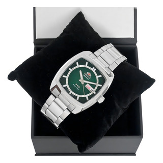 Relógio Orient Automático Masculino Quadrado 3 Estrelas Aço Cor Da Correia Prata Cor Do Bisel Prata Cor Do Fundo Verde Relógio Orient Automático Masculino Quadrado 3 Estrelas Aço Cor Da Correia Prata Cor Do Bisel Prata Cor Do Fundo Verde