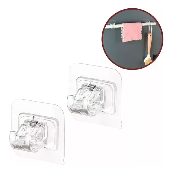 Pack X2 Ganchos Autoadhesivos Para Barra De Cortina