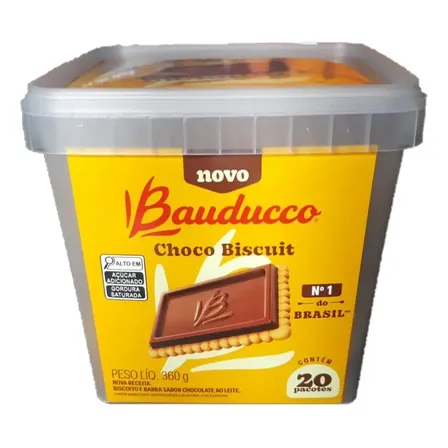 Choco Biscuit Bauducco de Chocolate ao Leite, Pote com 20 Pacotes (360g)