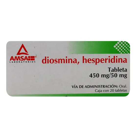 Diosmina, Herperidina Caja C/20 Tabletas De 450/50 Mg C/u