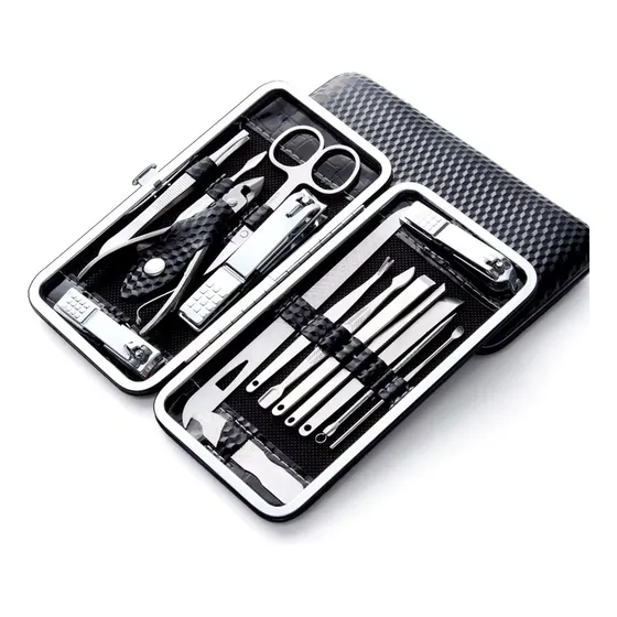 Kit Con Estuche Manicura Y Pedicura 16pcs Acero Inoxidable