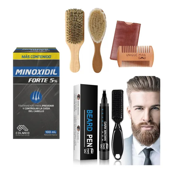 Minoxidil Tratamiento Crecimiento Pelo Barba Kit Completo