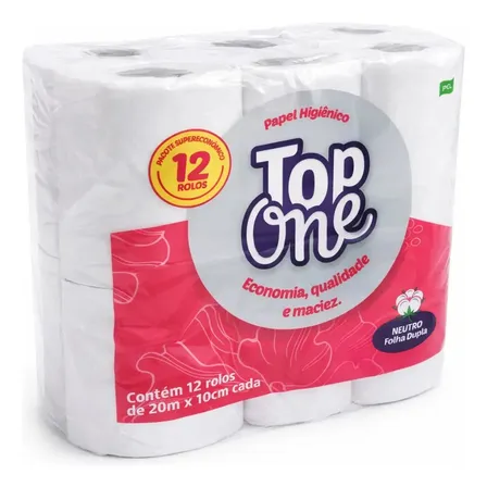 Papel Higiênico Folha Dupla Top One 12 Rolos 20m Macio