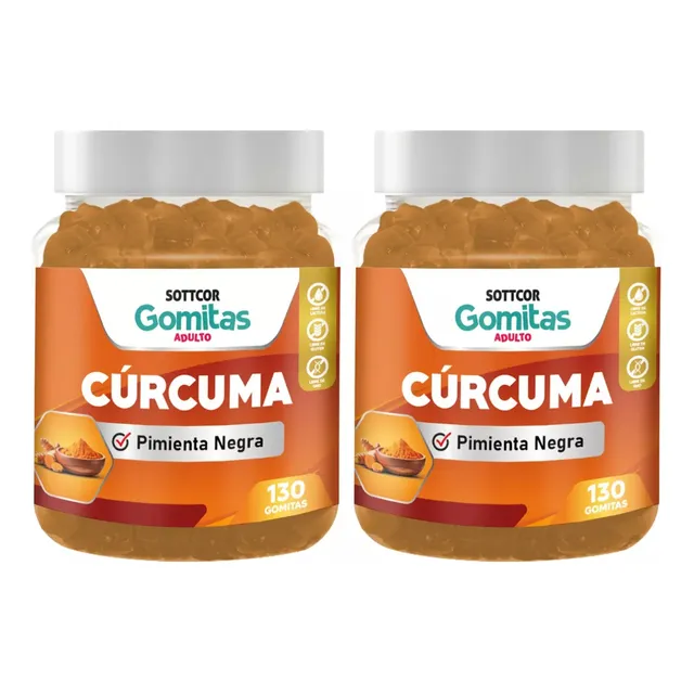 Pack X2 Curcuma Y Pimienta Negra Gomitas 130 Unid Inc/envio