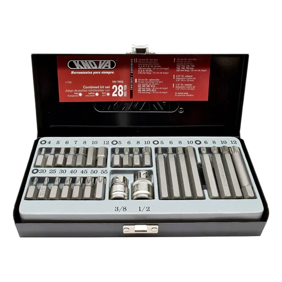 Juego De Puntas Combinadas Allen Torx Y Ran 28 Piezas