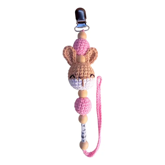 Portachupetes Con Muñe Y Nombre, Personalizado, Crochet
