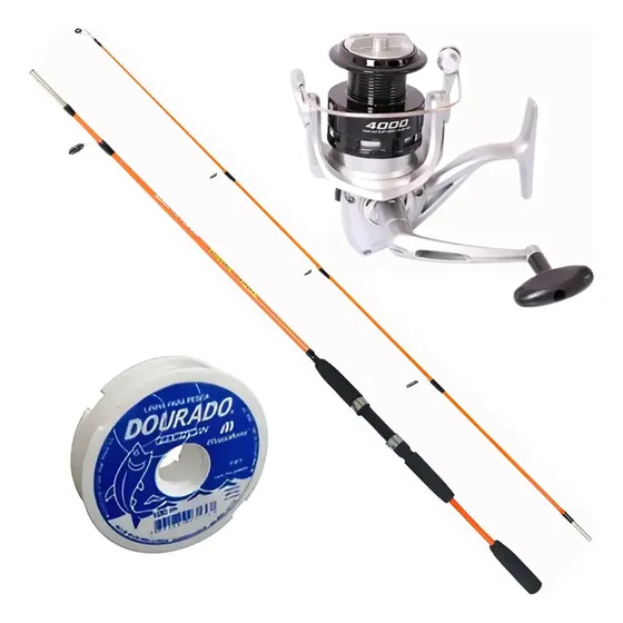 Kit Pesca Molinete Marine Sports Arena 4000+ Vara + Linha