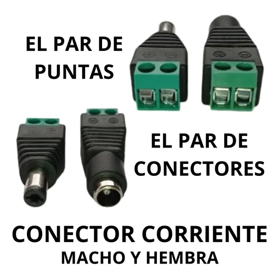 Conector Ac Corriente Para Camaras Macho Y Hembra El Par