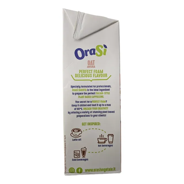 Orasi Barista Leche Vegetal Avena 1 L, Ideal Para Espumar