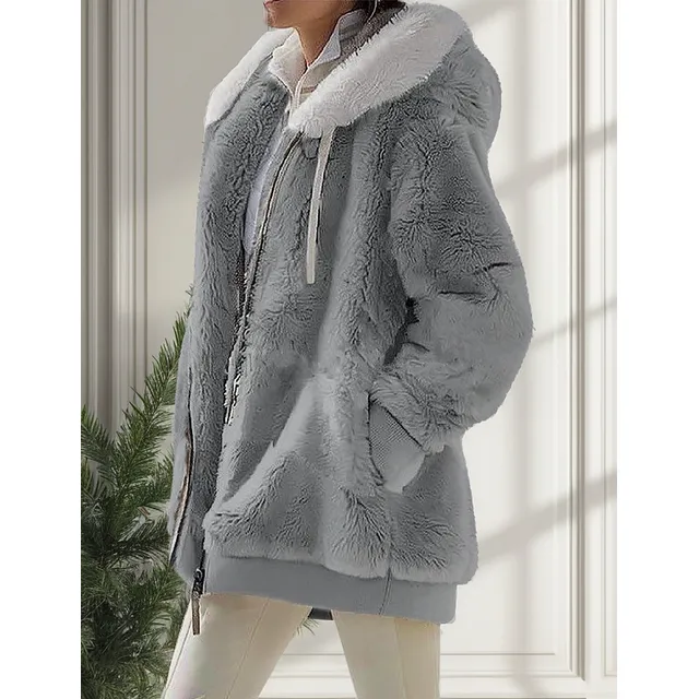 Chaqueta De Felpa Peluda De Invierno Frío Para Mujer
