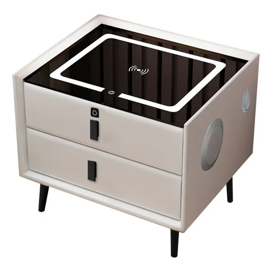 Mesa De Noche Smart Parlantes Carga Inalambrica Usb Huella 