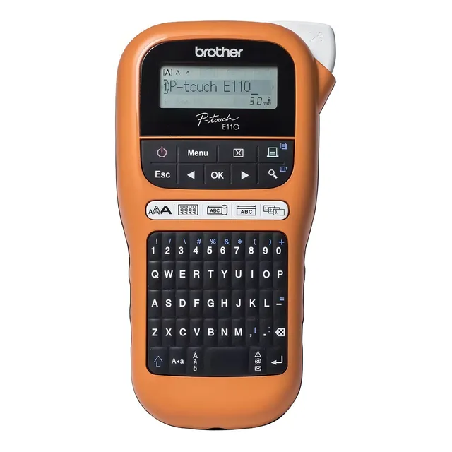 Rotuladora industrial portátil Brother PT-E110VP portátil color naranja