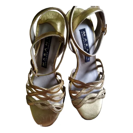 Sandalias Doradas Cuero Legítimo, 35. Fiesta O Noche.estreno