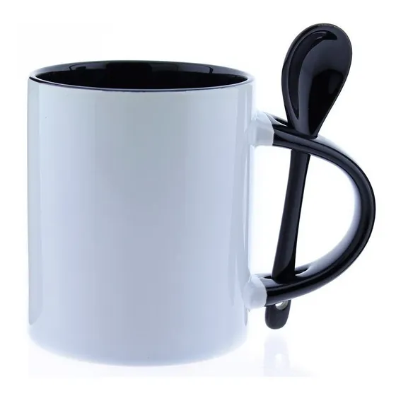 Taza 11oz Color Interno Y Cucharilla Para Sublimación