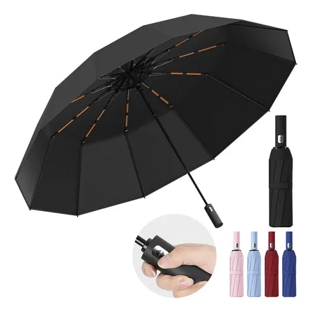 Guarda Chuva Abre E Fecha Automático Reforçado Contra Vento Preto Pano De Impacto