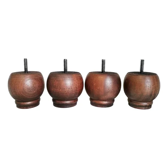 Juego X4 Patas Cebolla De Madera P/ Sofa Puf Sillon Mueble